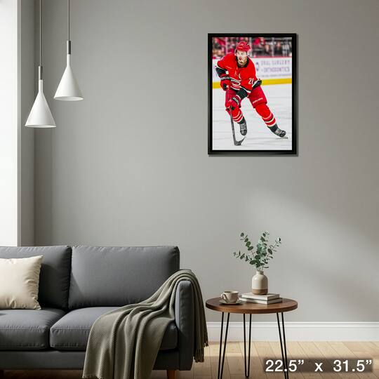 Sebastian Aho 20" x 29" Framed Canvas Carolina Hurricanes 22.5" x 31.5"